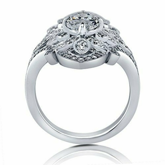 Vintage Women 925 Silver White Sapphire Ring New - Picture 4 of 5